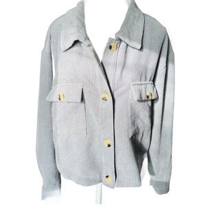 💜 5/$20 Women's Cropped Gray Corduroy Jacket Size L